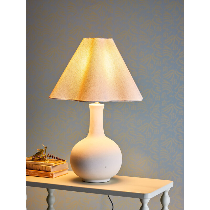 Bloomingville-collectie Heide tafellamp wit aardewerk