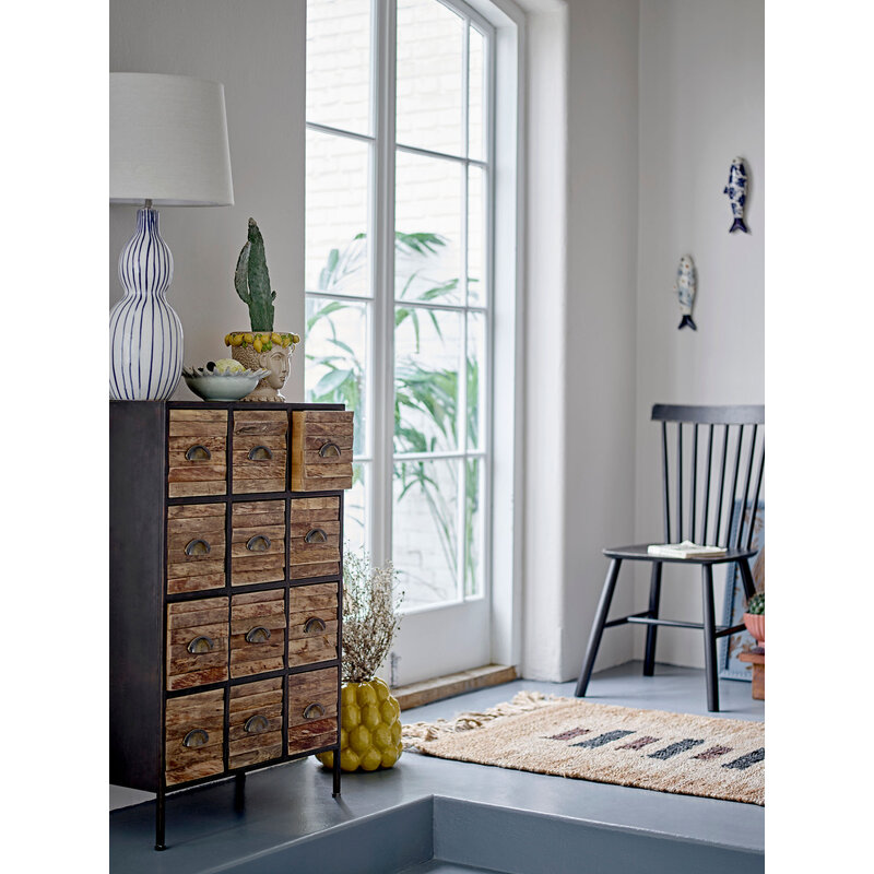 Bloomingville-collectie Gavisa tafellamp blauw aardewerk