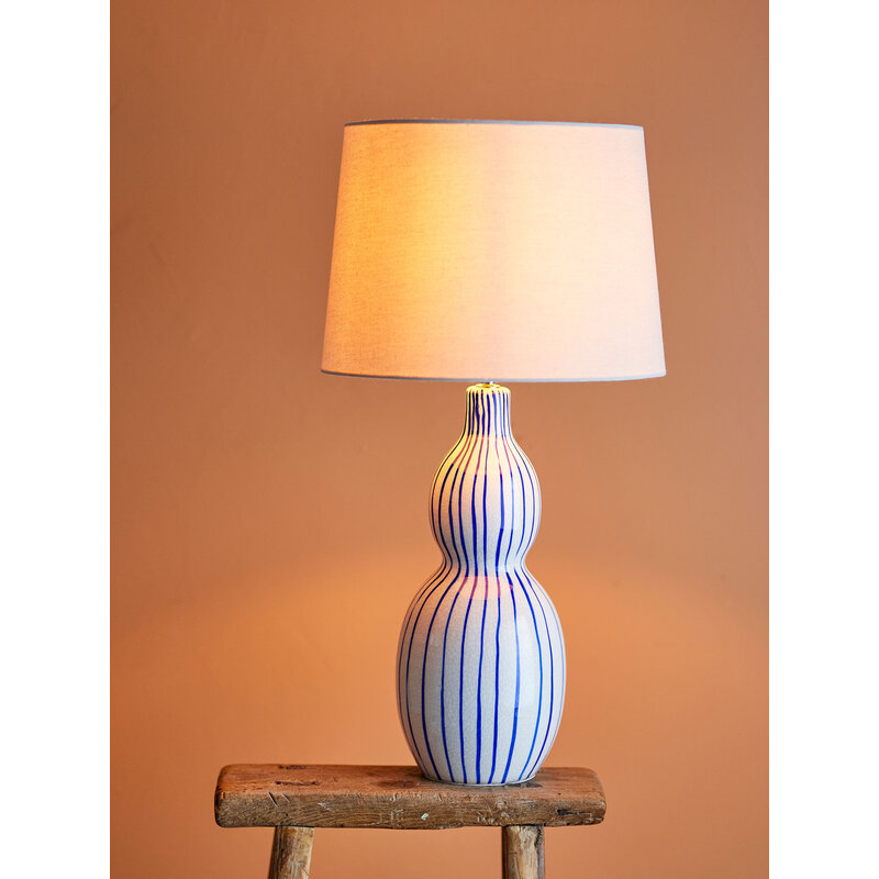 Bloomingville-collectie Gavisa tafellamp blauw aardewerk
