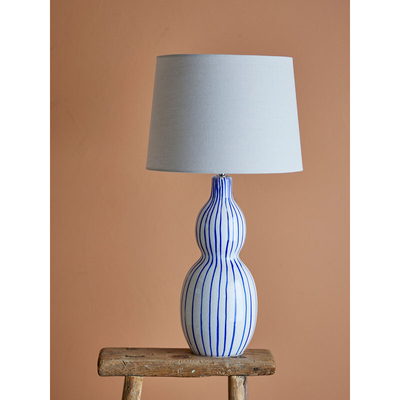 Bloomingville-collectie Gavisa tafellamp blauw aardewerk