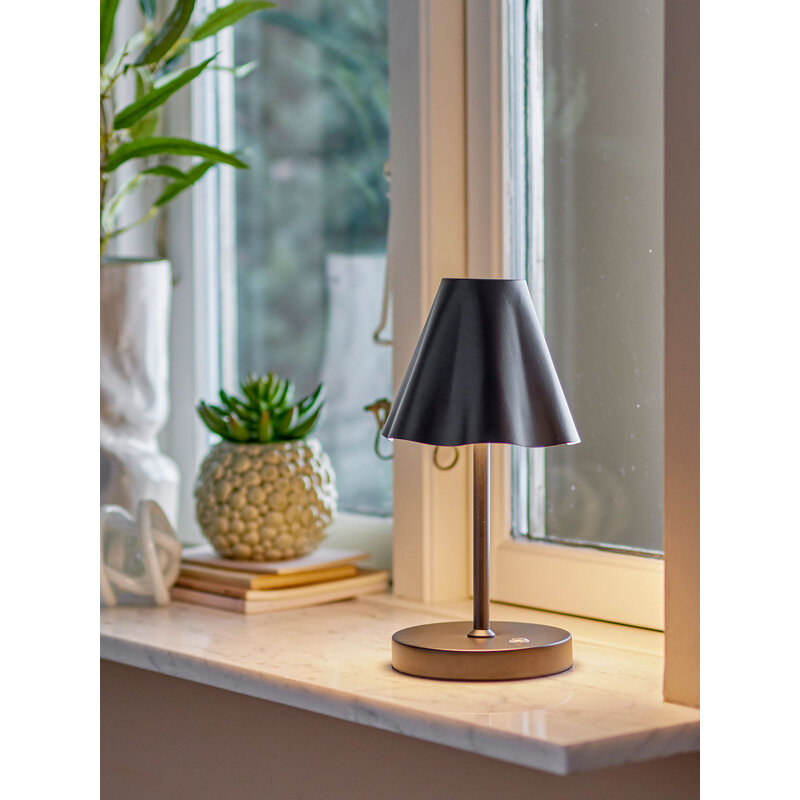 Bloomingville-collectie Lianna Draagbare Lamp Oplaadbaar Zwart Metaal