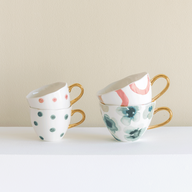 Urban Nature Culture-collectie Good Morning Kopje Coffee dia 8 cm - Blue Green White (set of 4)