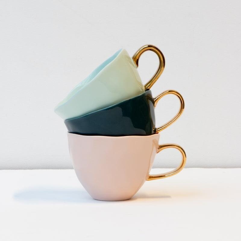 Urban Nature Culture-collectie Good Morning Kopje Cappuccino / Tea dia 11 cm - Blue Green (set of 4)