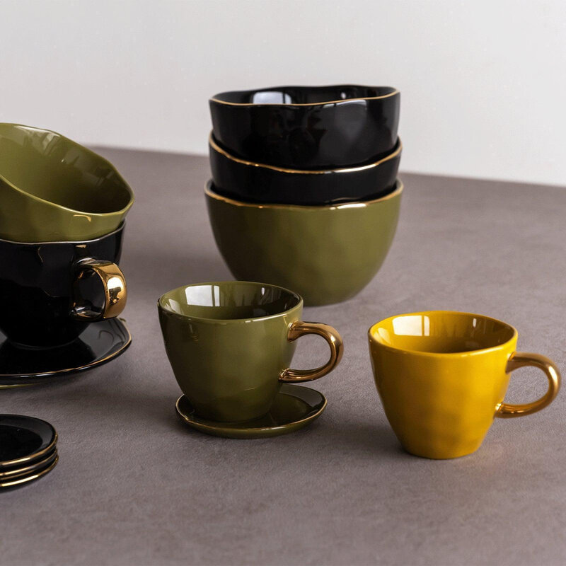 Urban Nature Culture-collectie Good Morning Kopje Coffee dia 8 cm - Amber Green (set of 4)