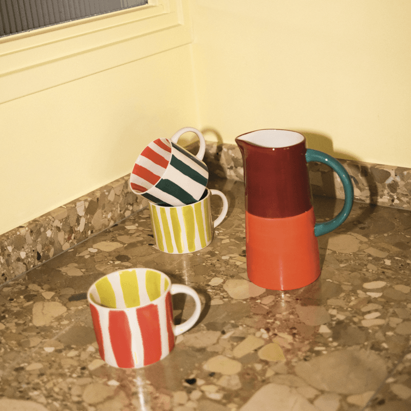 Urban Nature Culture-collectie LINDA. x UNC mug Tazza with printed stripes inside & outside C (set of 4)
