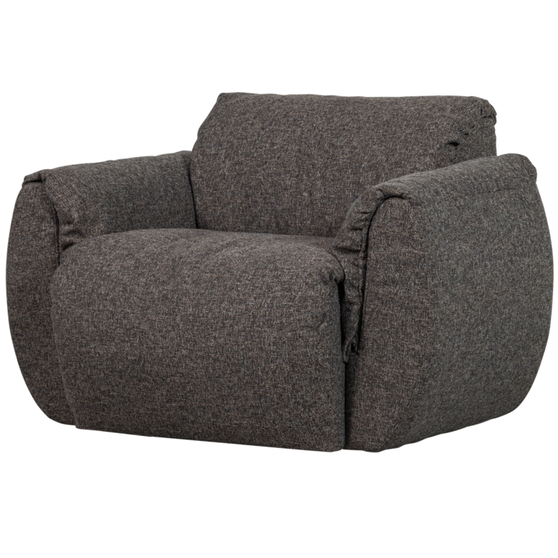 WOOOD-collectie Baggy Draaifauteuil Geweven Stof Warmgrijs Melange