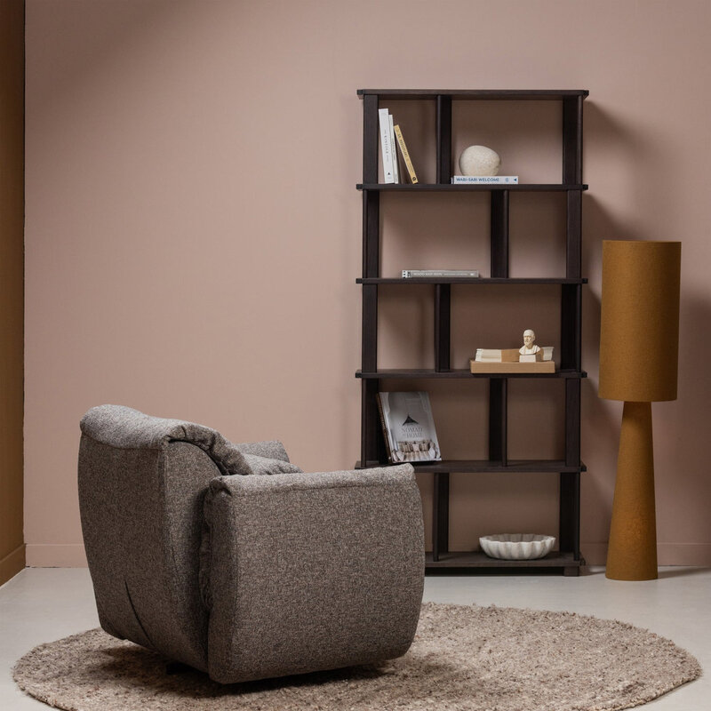 WOOOD-collectie Baggy Draaifauteuil Geweven Stof Warmgrijs Melange