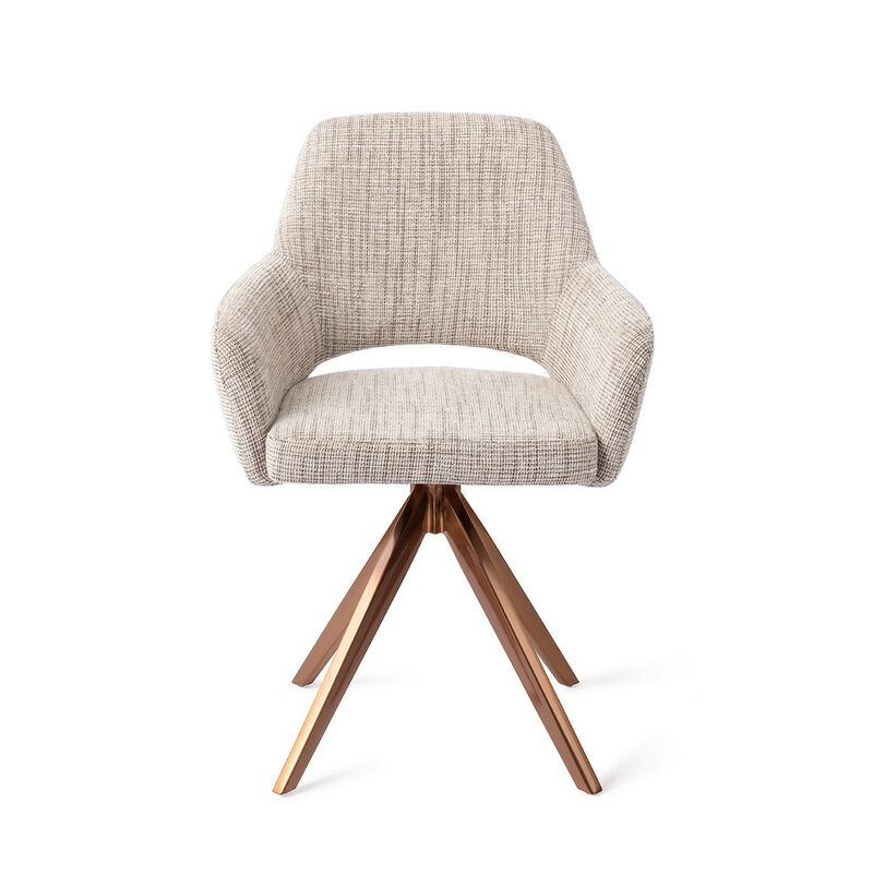 Jesper Home Yanai Caramel Grid Eetkamerstoel - Turn Rose