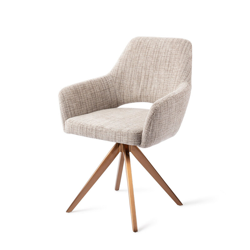 Jesper Home Yanai Caramel Grid Eetkamerstoel - Turn Rose
