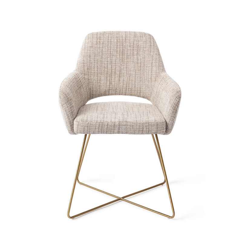 Jesper Home Yanai Caramel Grid Eetkamerstoel - Cross Gold