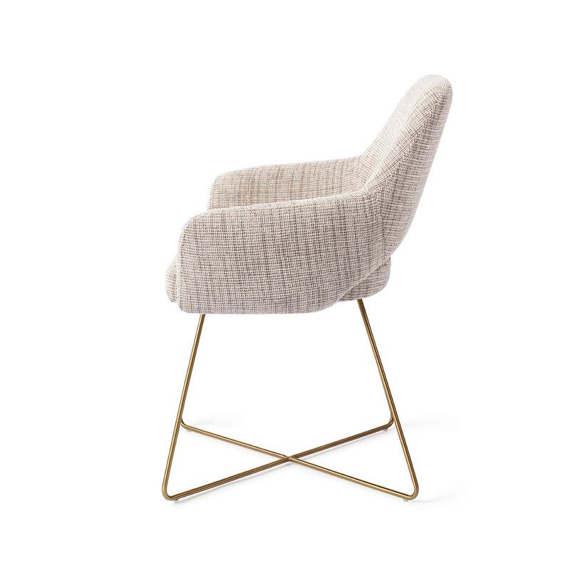 Jesper Home Yanai Caramel Grid Eetkamerstoel - Cross Gold