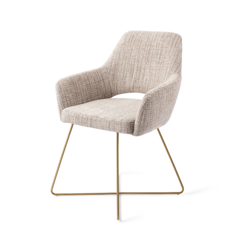 Jesper Home Yanai Caramel Grid Eetkamerstoel - Cross Gold