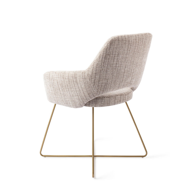 Jesper Home Yanai Caramel Grid Eetkamerstoel - Cross Gold