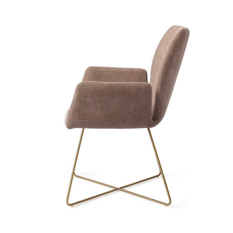 Jesper Home Misaki Mocha Mist Eetkamerstoel - Cross Gold