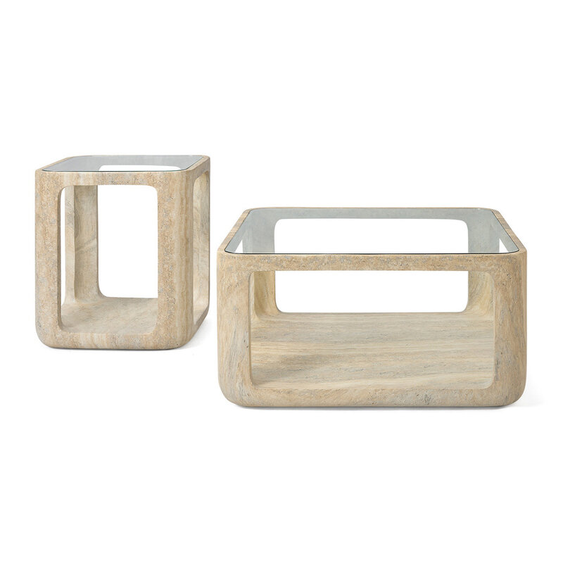 Jesper Home Yobeko Side Table Travertine Texture