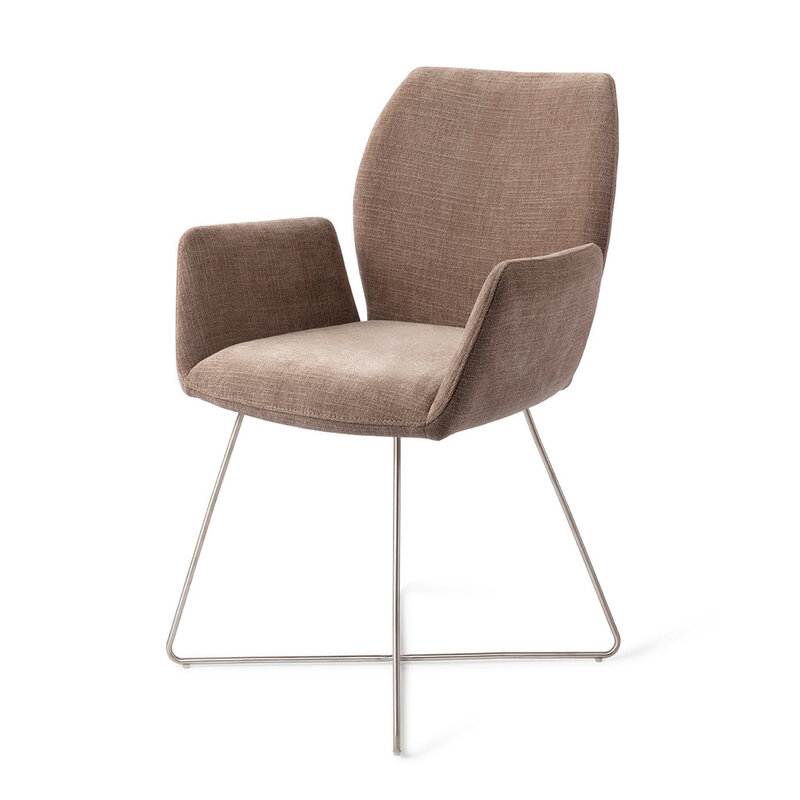 Jesper Home Misaki Mocha Mist Eetkamerstoel - Cross Steel