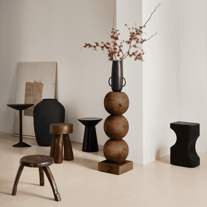 Urban Nature Culture-collectie Mahonie houten sokkel Bol bruin 83 cm