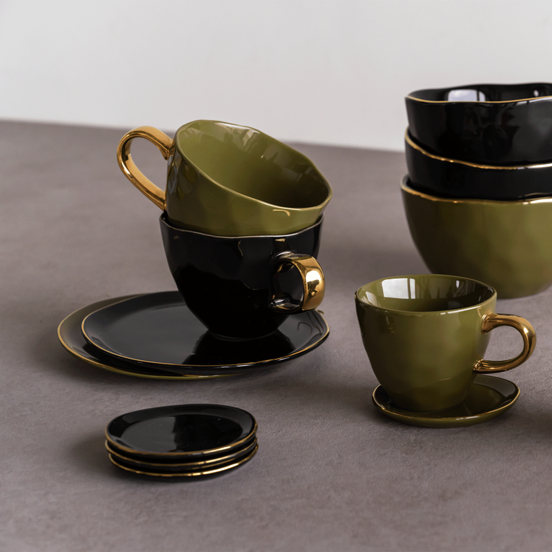Urban Nature Culture-collectie Good Morning plate dia 9 cm - Black (set of 4)