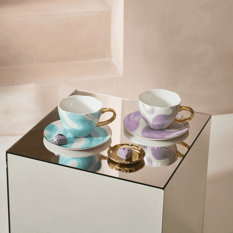 Urban Nature Culture-collectie Good Morning Kopje Cappuccino / Tea dia 11 cm - Emerald Violet (set of 4)
