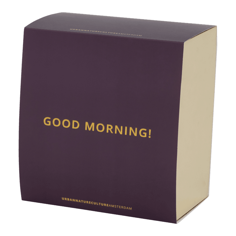 Urban Nature Culture-collectie Good Morning Kopje Cappuccino/Tea and bord evergreen sprig, set of 4, in gift pack