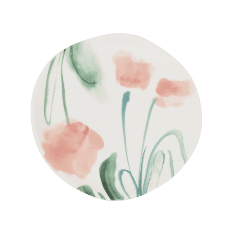 Urban Nature Culture-collectie Good Morning bord dia 17 cm - White / flowers (set of 4)
