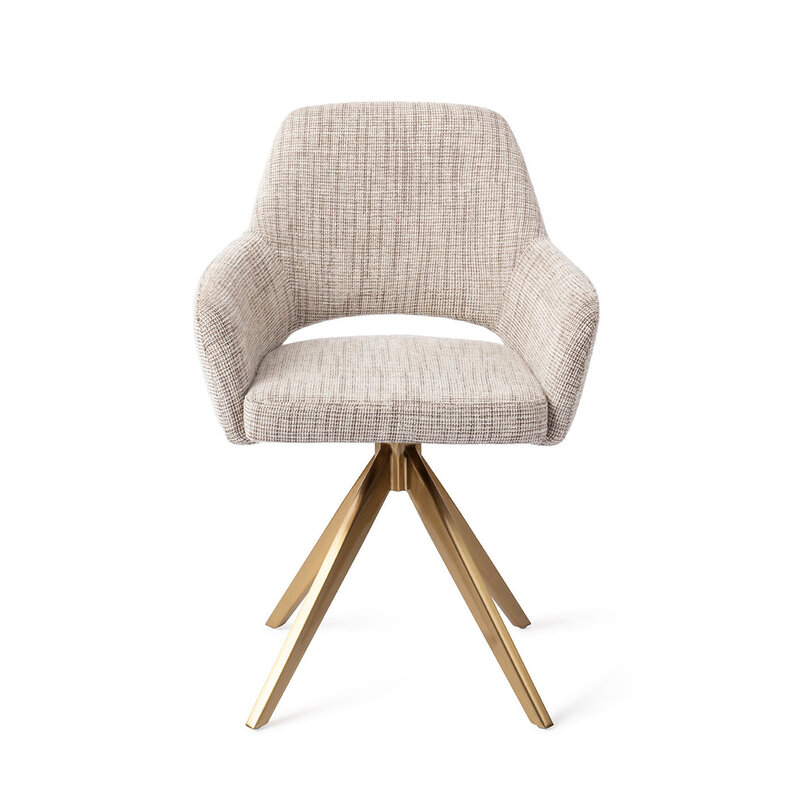 Jesper Home Yanai Caramel Grid Eetkamerstoel - Turn Gold