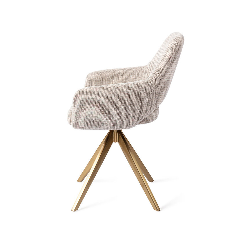Jesper Home Yanai Caramel Grid Eetkamerstoel - Turn Gold
