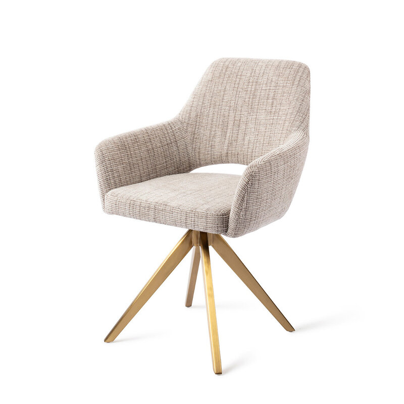 Jesper Home Yanai Caramel Grid Eetkamerstoel - Turn Gold