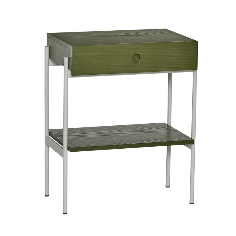 Hübsch-collectie Noir Bedside Table Green/Off white