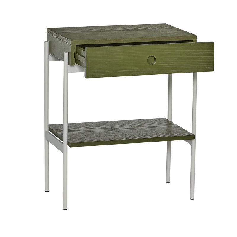 Hübsch-collectie Noir Bedside Table Green/Off white