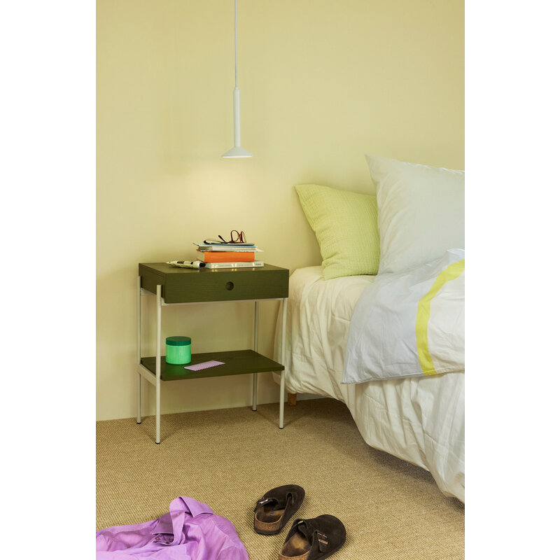 Hübsch-collectie Noir Bedside Table Green/Off white