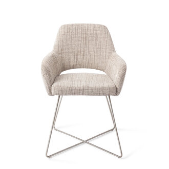 Jesper Home Yanai Caramel Grid Eetkamerstoel - Cross Steel