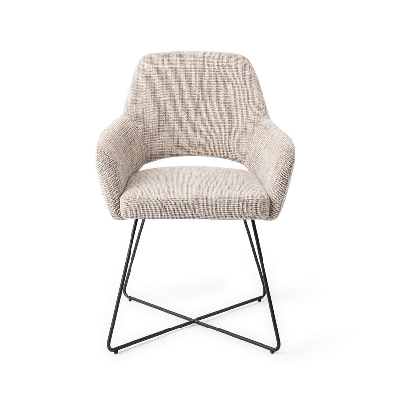 Jesper Home Yanai Caramel Grid Eetkamerstoel - Cross Black