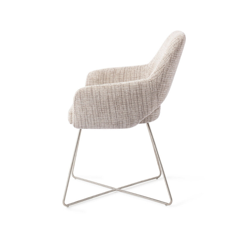Jesper Home-collectie Yanai Caramel Grid Eetkamerstoel - Cross Steel