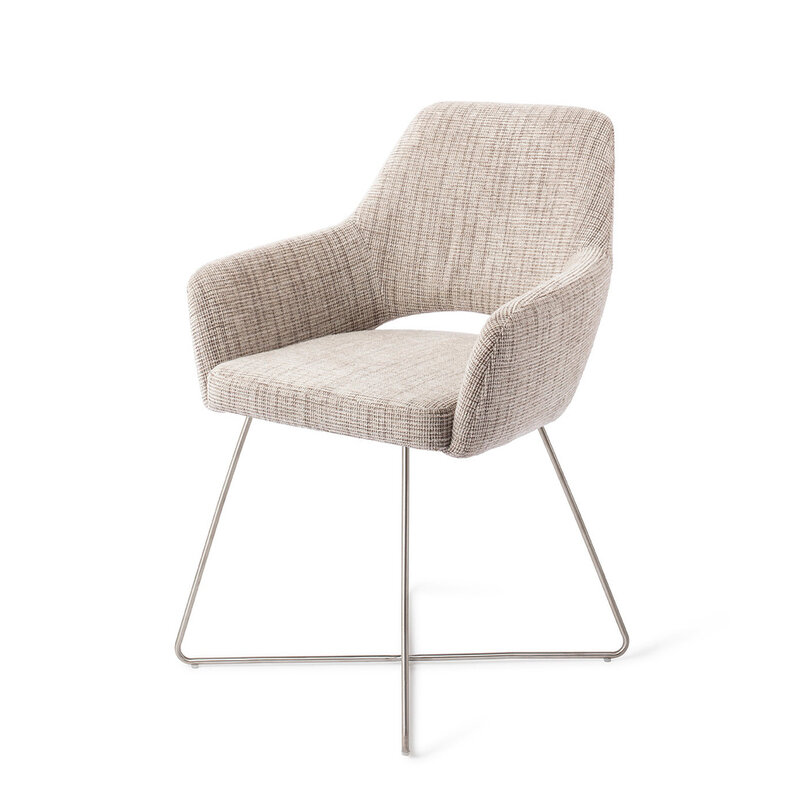 Jesper Home-collectie Yanai Caramel Grid Eetkamerstoel - Cross Steel