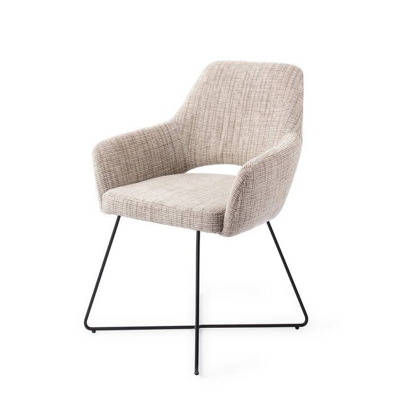 Jesper Home Yanai Caramel Grid Eetkamerstoel - Cross Black
