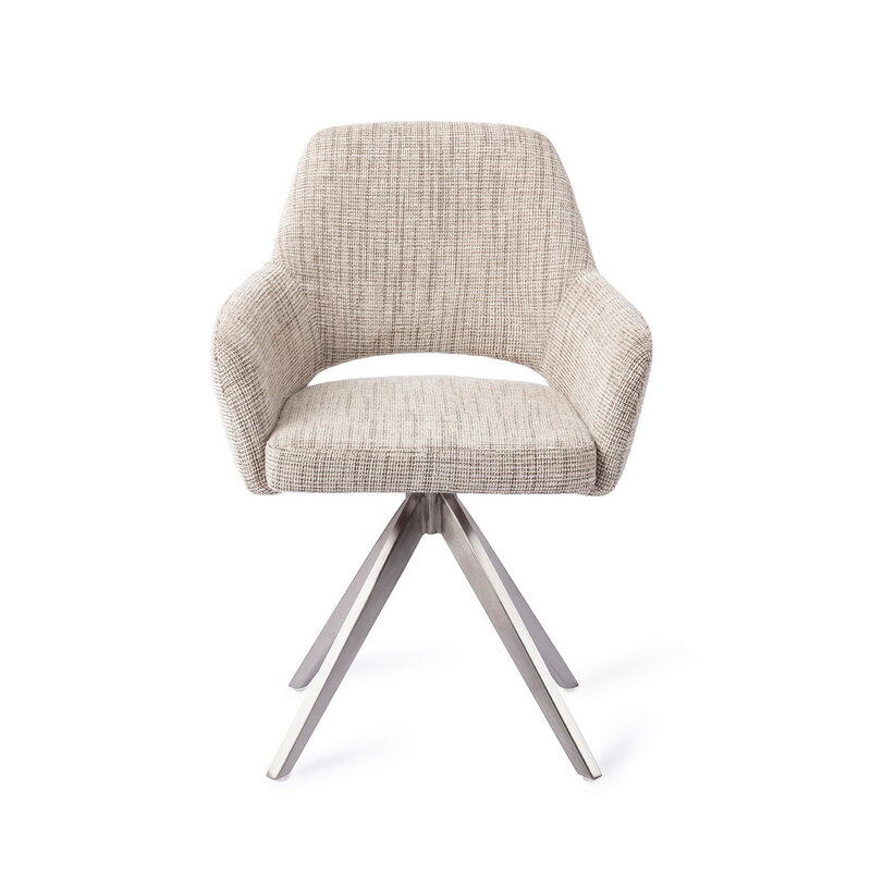 Jesper Home Yanai Caramel Grid Eetkamerstoel - Turn Steel