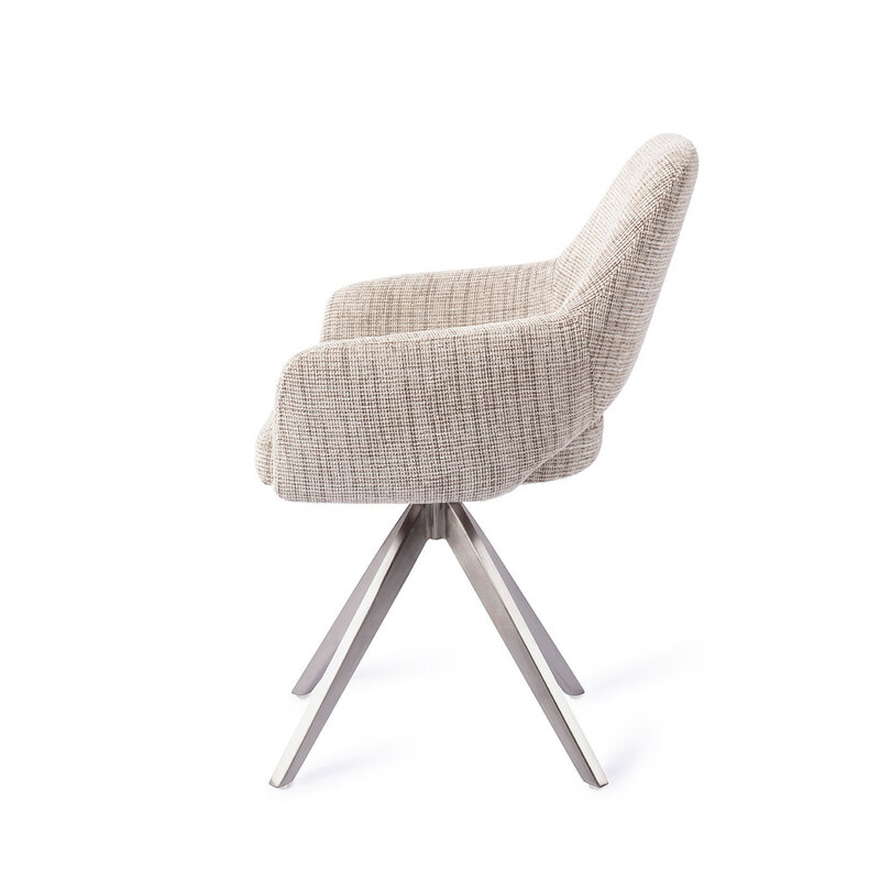 Jesper Home Yanai Caramel Grid Eetkamerstoel - Turn Steel
