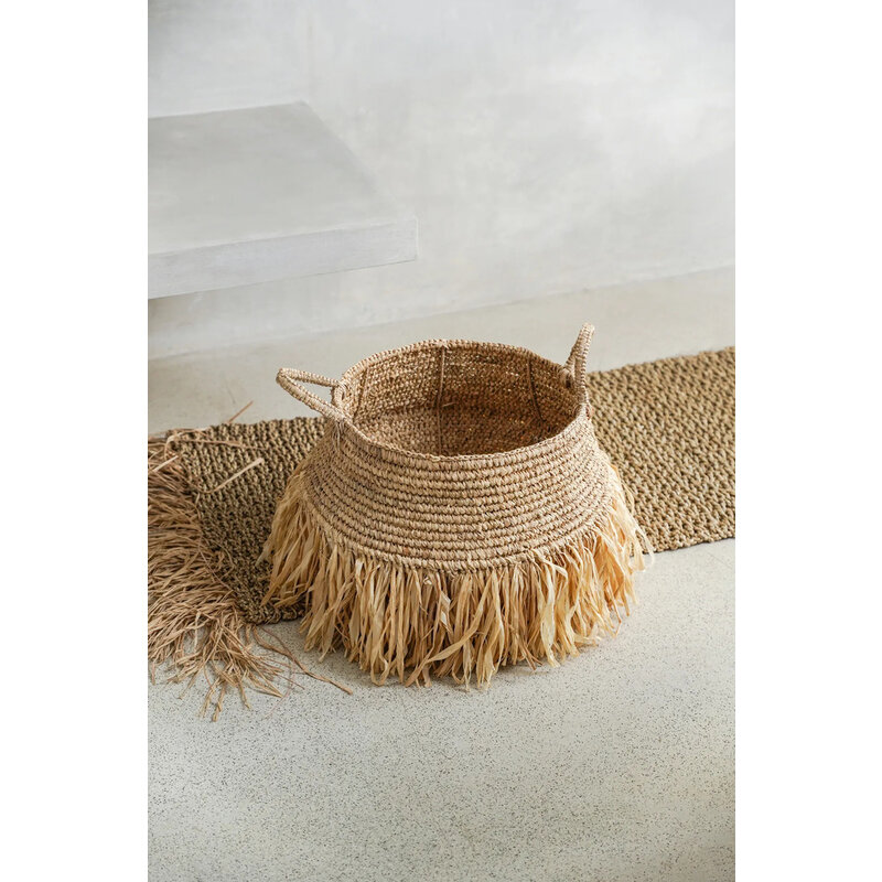 Bazar Bizar Raffia Deluxe Manden - Naturel - Groot