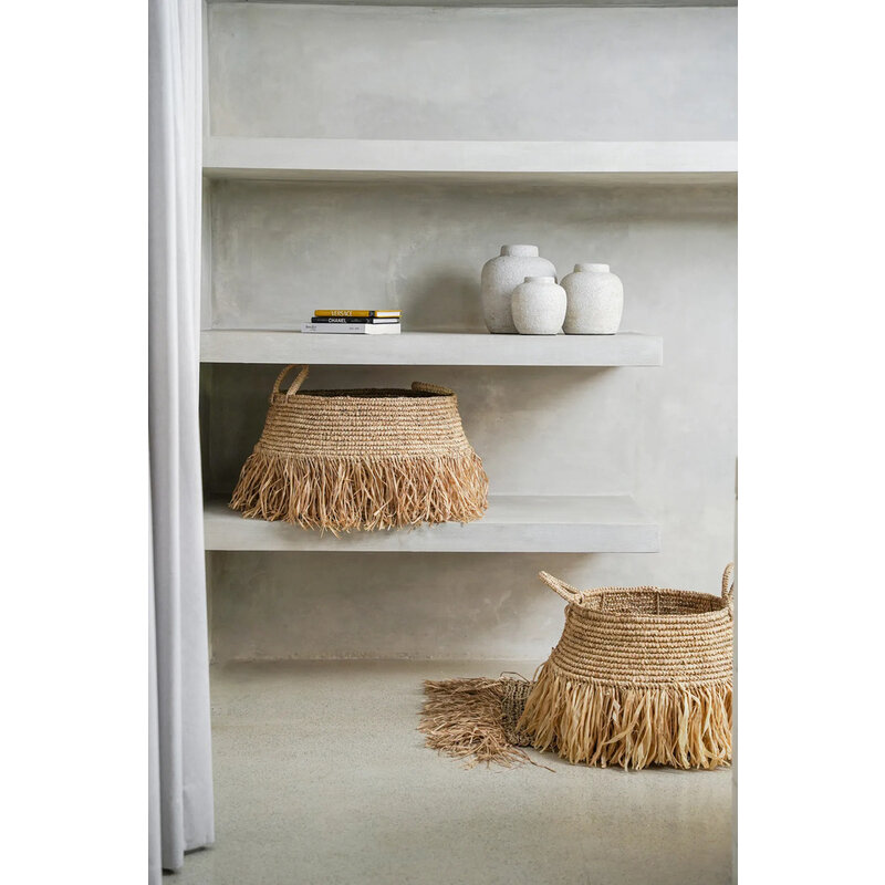 Bazar Bizar Raffia Deluxe Manden - Naturel - Groot