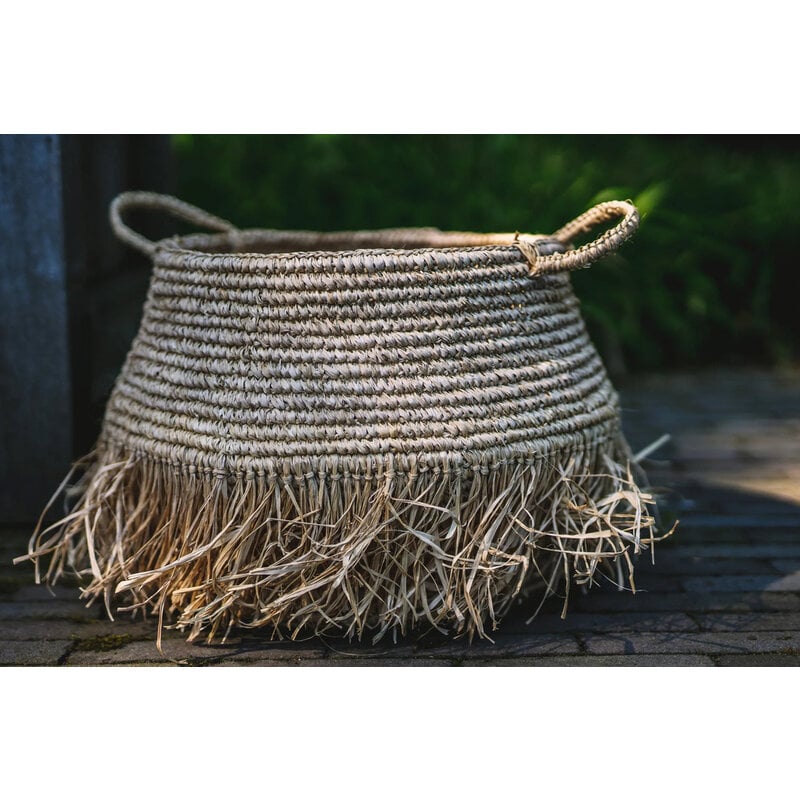 Bazar Bizar Raffia Deluxe Manden - Naturel - Groot