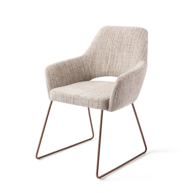 Jesper Home-collectie Yanai Caramel Grid Eetkamerstoel - Slide Rose