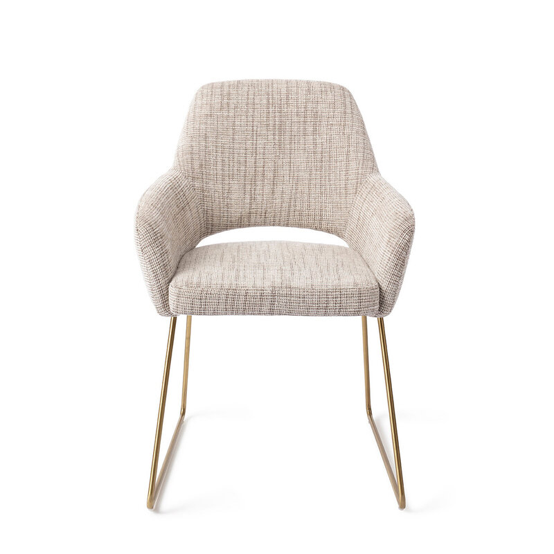 Jesper Home Yanai Caramel Grid Eetkamerstoel - Slide Gold