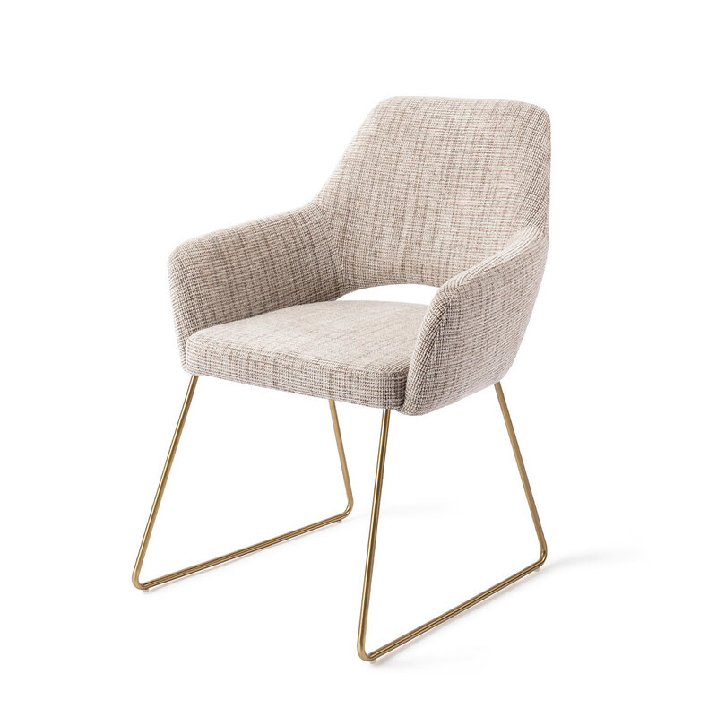 Jesper Home Yanai Caramel Grid Eetkamerstoel - Slide Gold
