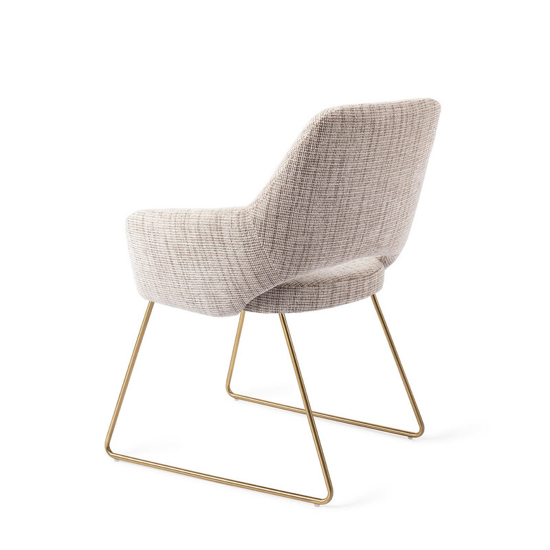 Jesper Home Yanai Caramel Grid Eetkamerstoel - Slide Gold