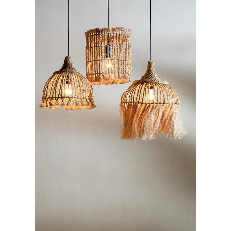 Bazar Bizar Abaca Hanglamp met Kwastje - Naturel - S