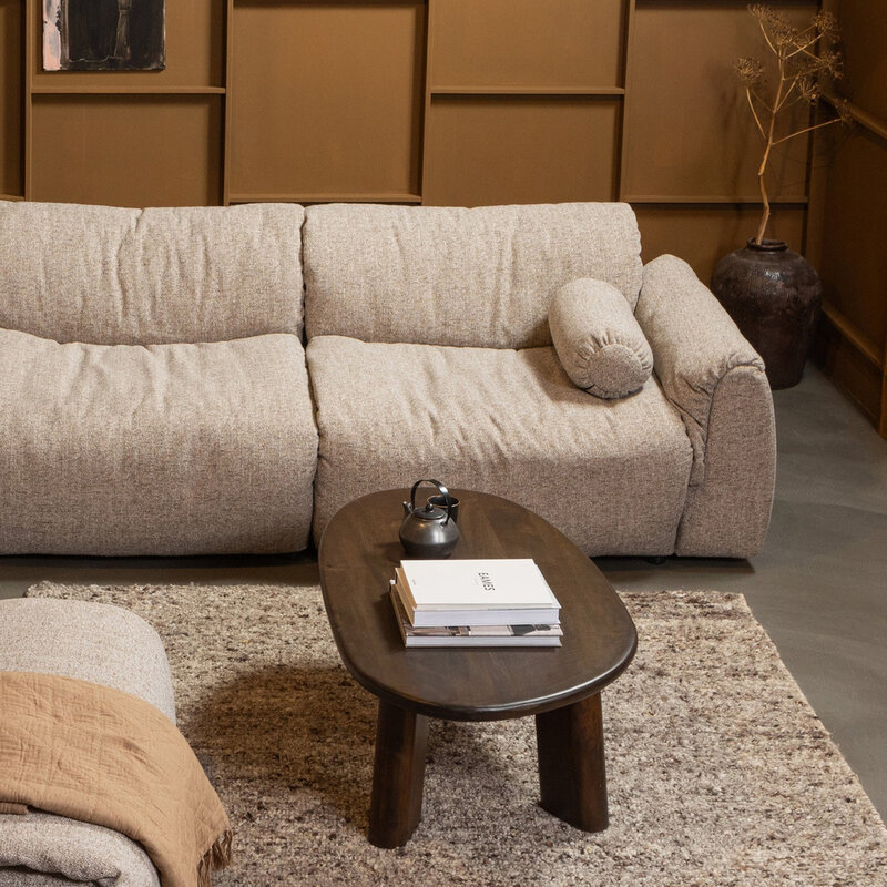 WOOOD-collectie Baggy Rolkussen 50X dia 23Cm Geweven Stof Bruin Melange