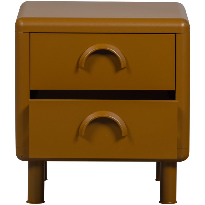 WOOOD-collectie Rune Chest of Drawers/Bedside Table 2 Drawers Metal Honey Yellow