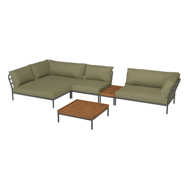 Houe-collectie LEVEL 2 hoek links Leaf met metalen frame in Dark grey