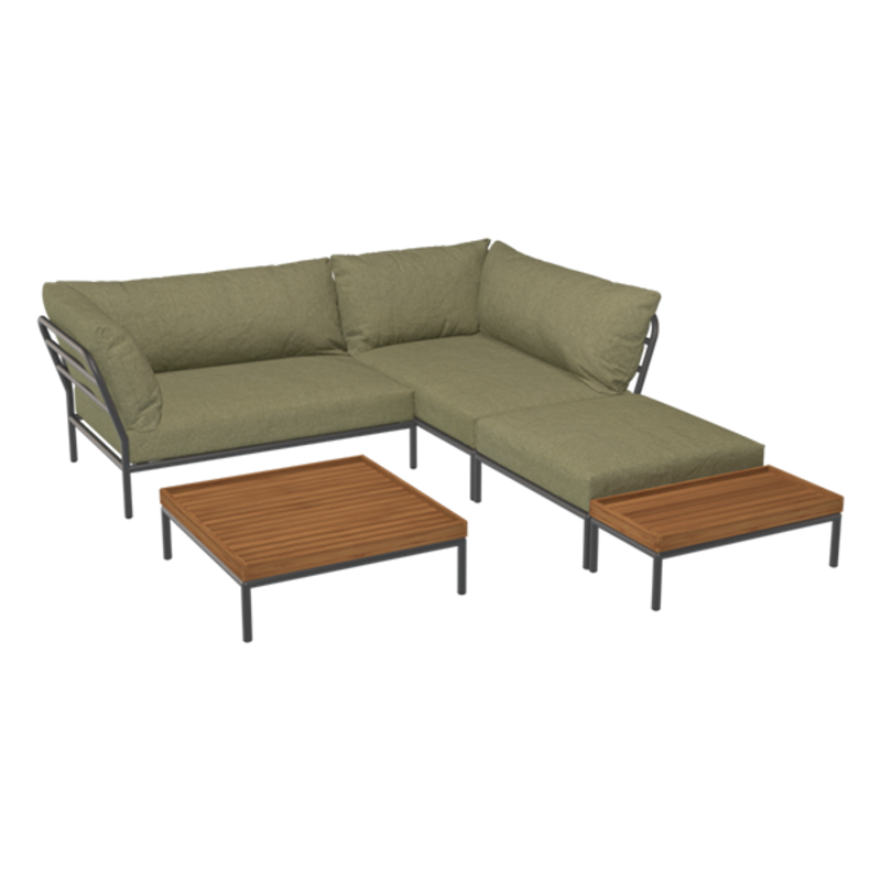 Houe-collectie LEVEL 2 hoek links Leaf met metalen frame in Dark grey